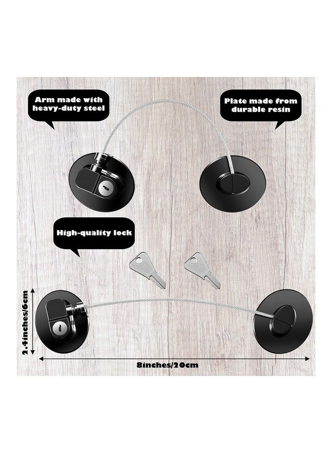 2-Piece Fridge Freezer Door Lock With 3 Keys Black - Image 2