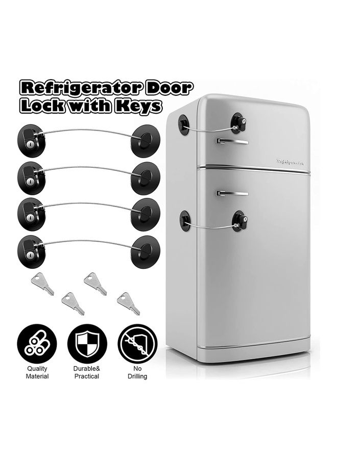 2-Piece Fridge Freezer Door Lock With 3 Keys Black - Image 4