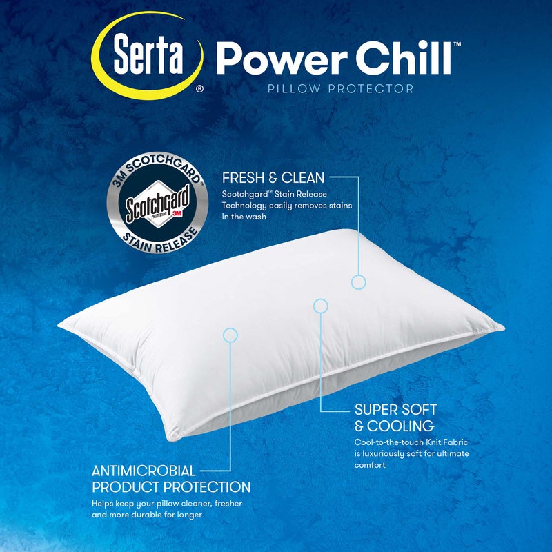 Serta Power Chill Cooling Pillow Protectors, Stain Resistant and Zippered Pillow Protector, Protects Pillow from Dust and Dirt, King, White, 2 Count ( Pack of 1) - Image 5