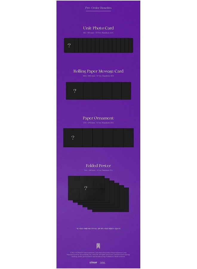 MONSTA X - One Of A Kind [Random Ver] (The 9Th Mini Album) [Pre Order] Cd+Photobook+Folded Poster+Others With Tracking Extra Decorative Stickers Photocards - Image 1