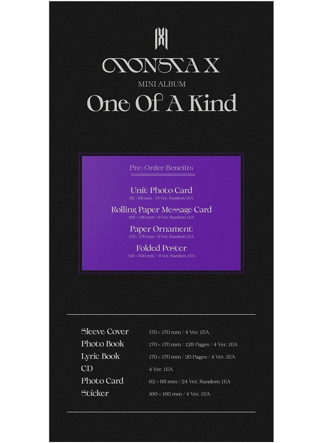 MONSTA X - One Of A Kind [Random Ver] (The 9Th Mini Album) [Pre Order] Cd+Photobook+Folded Poster+Others With Tracking Extra Decorative Stickers Photocards - Image 1