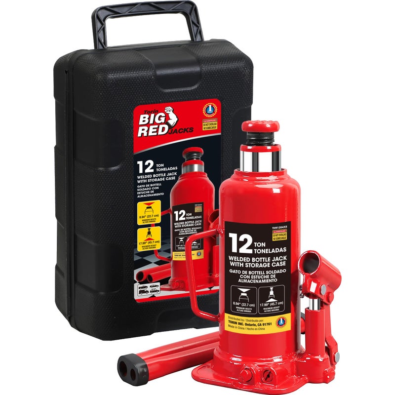 Big RED T91213 Torin Hydraulic Bottle Jack with Carrying Case, 12 Ton (24,000 lb) Capacity - Image 1