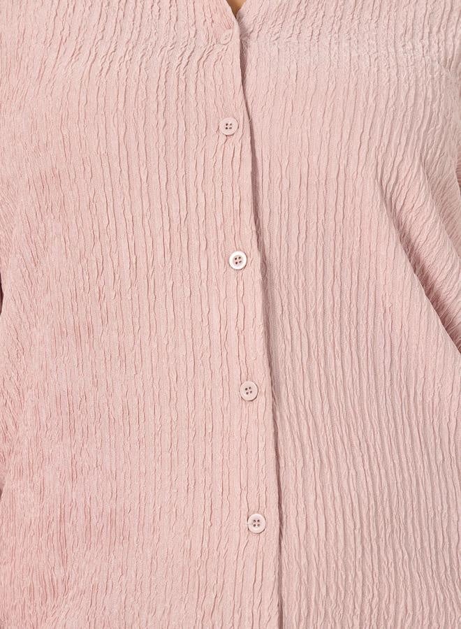 Styli Plus Size Textured Balloon Sleeve Shirt - Image 5