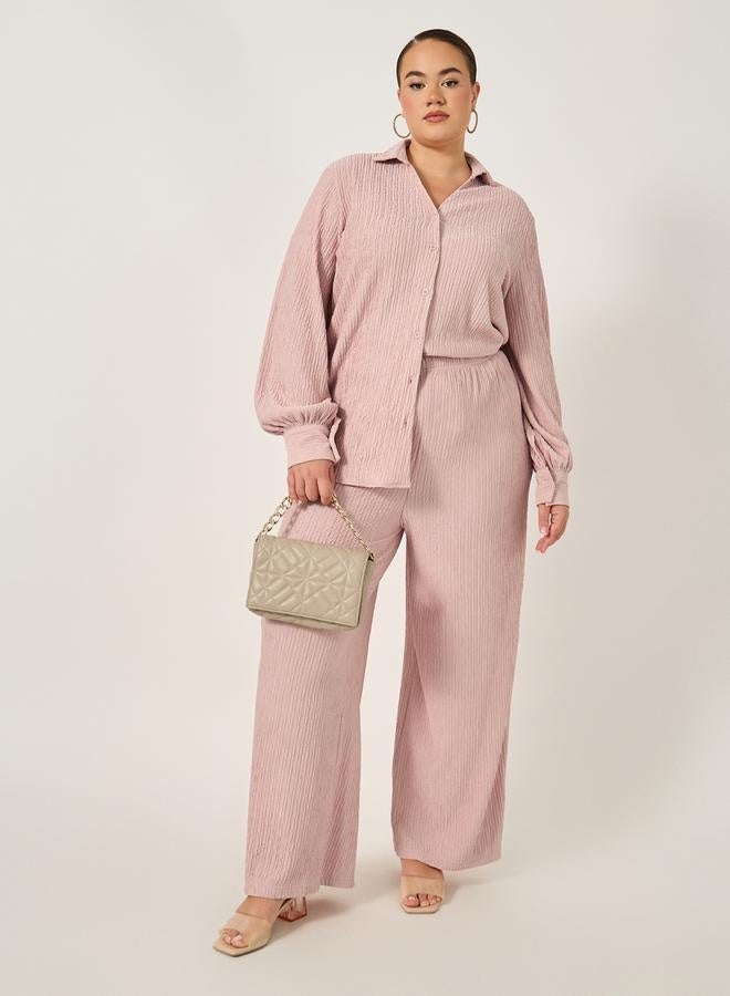 Styli Plus Size Textured Balloon Sleeve Shirt - Image 3