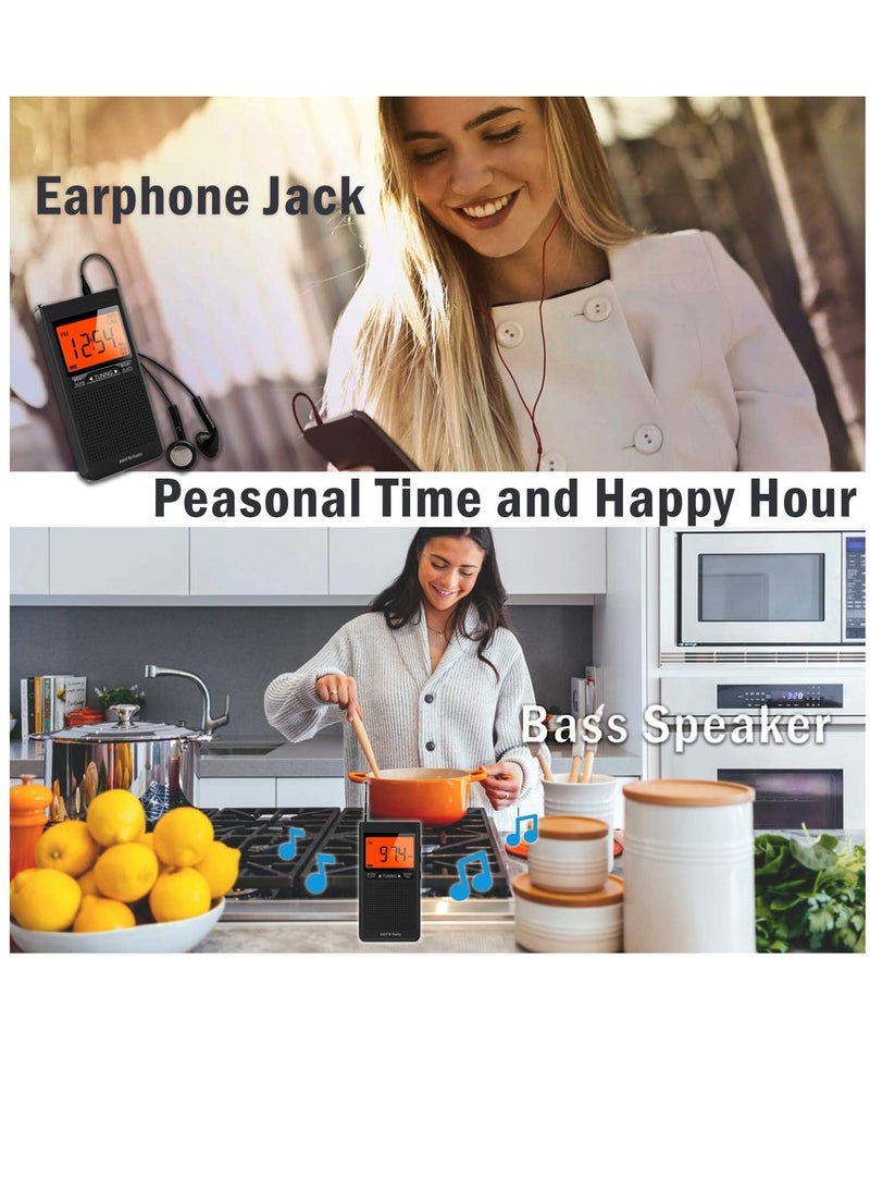 Generic - AM FM Portable Radio with Best Reception, Pocket Transistor Radio with Big Digital Screen, Stereo Earphone Jack, Sleep Timer and Alarm Clock Operated by 2 AAA Batteries for Jogging, Walking - Image 1