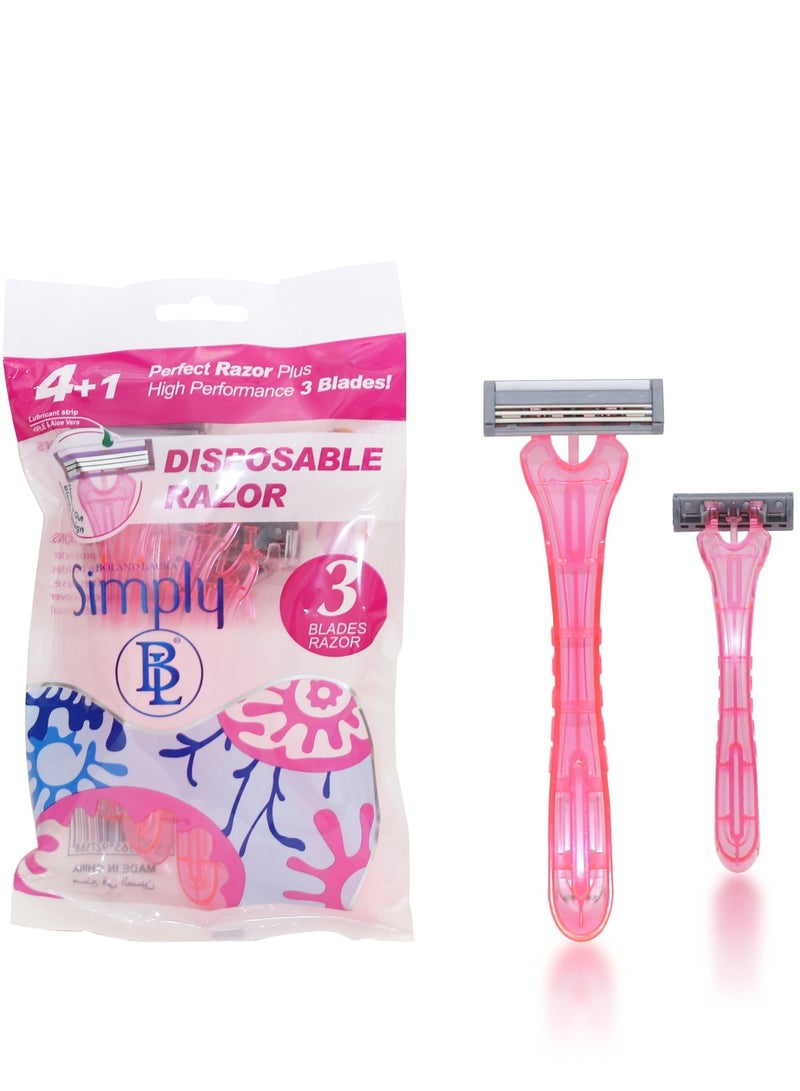 مجموعة شفرات حلاقة سيمبلي مكونة من 4+1 قطع وردي 3 شفرات