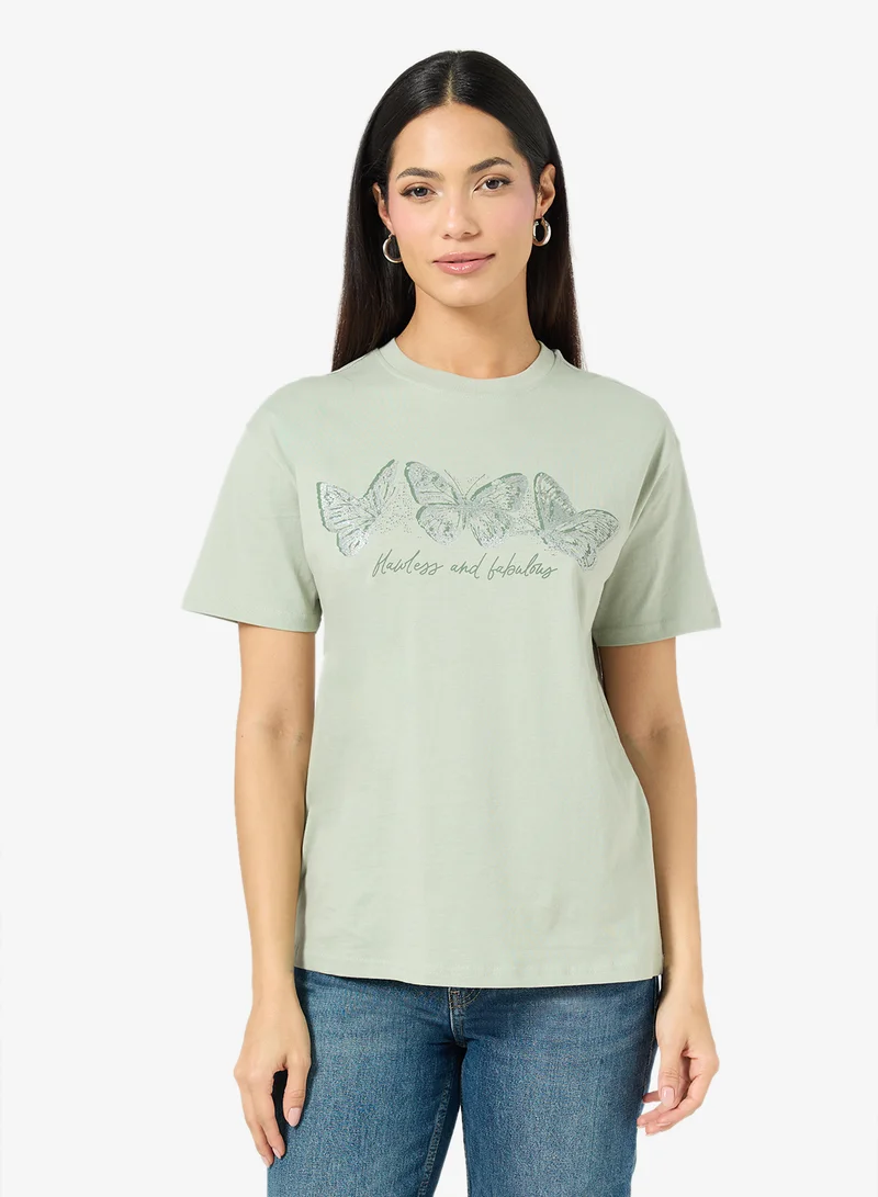 ريبلز مع نمشي Ladies Crew Neck Printed T-shirt