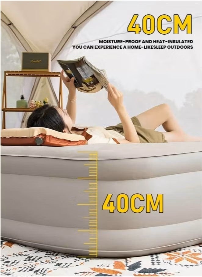 O2. Single Size Inflatable Air Mattress with 4000mAh Electric Air Pump, Raised Portable Air Bed with Soft Flocked Surface, Pillow and Storage Bag for Guests, Camping, Travel, Home and Indoor Outdoor Use, (198 × 100 × 40 cm) - Image 2