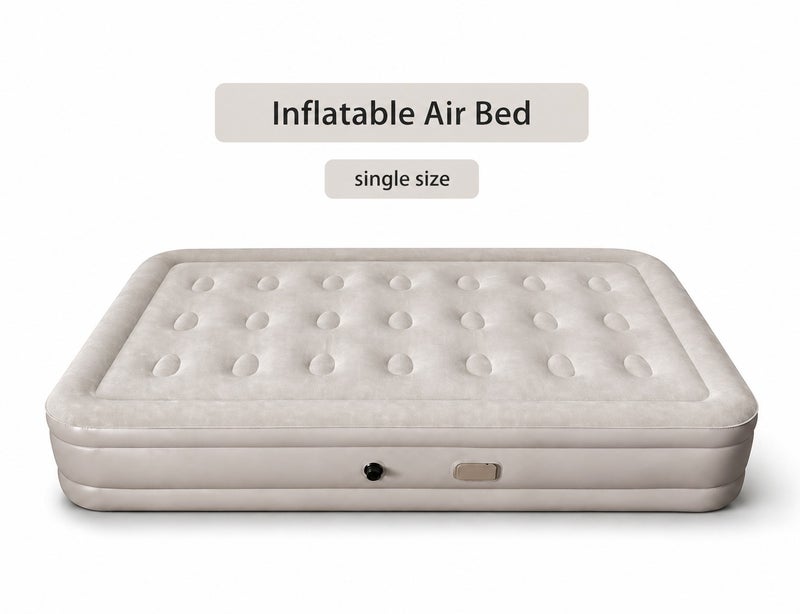 O2. Single Size Inflatable Air Mattress with 4000mAh Electric Air Pump, Raised Portable Air Bed with Soft Flocked Surface, Pillow and Storage Bag for Guests, Camping, Travel, Home and Indoor Outdoor Use, (198 × 100 × 40 cm) - Image 1
