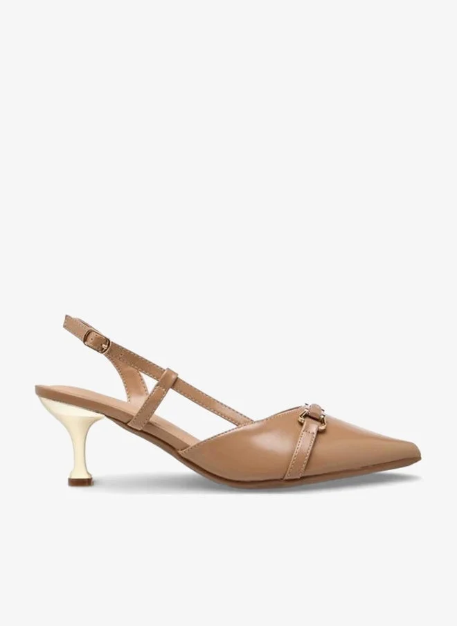 Flora Bella By Shoexpress TAUPE Flora Bella Women Cone Heel Pointed Toe Shoes for Women | Best Price UAE