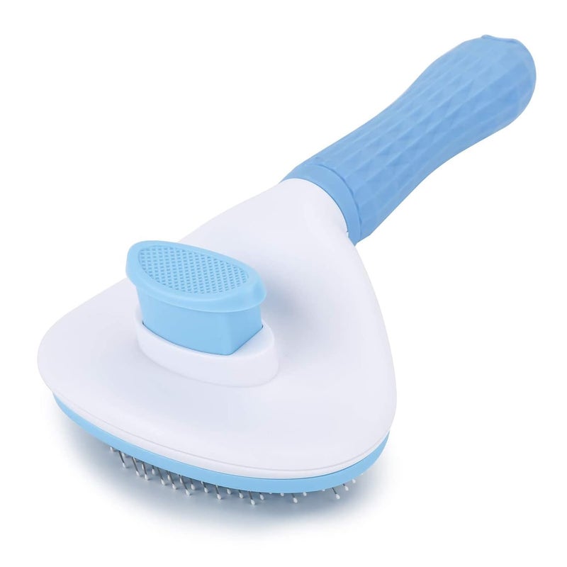 Riviox Self Cleaning Slicker Brush, Pet Massaging Tool, Grooming Brush for Dogs/Cats Cleaning Slicker Brushes Shedding Removes Tools Mats Tangled Hair Slicker Brush for Pet Massage-Self Cleaning (Blue) - Image 1