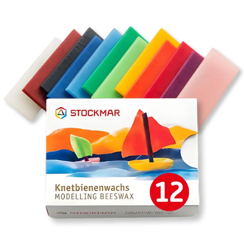 Stockmar Modelling Beeswax - 12 Beeswax Sheets of Assorted Colors - for Kids, Artists Looking for Waldorf Art Supplies, Non Toxic Beeswax, Non Drying Beeswax Modeling Wax for Homeschoolers - Image 1