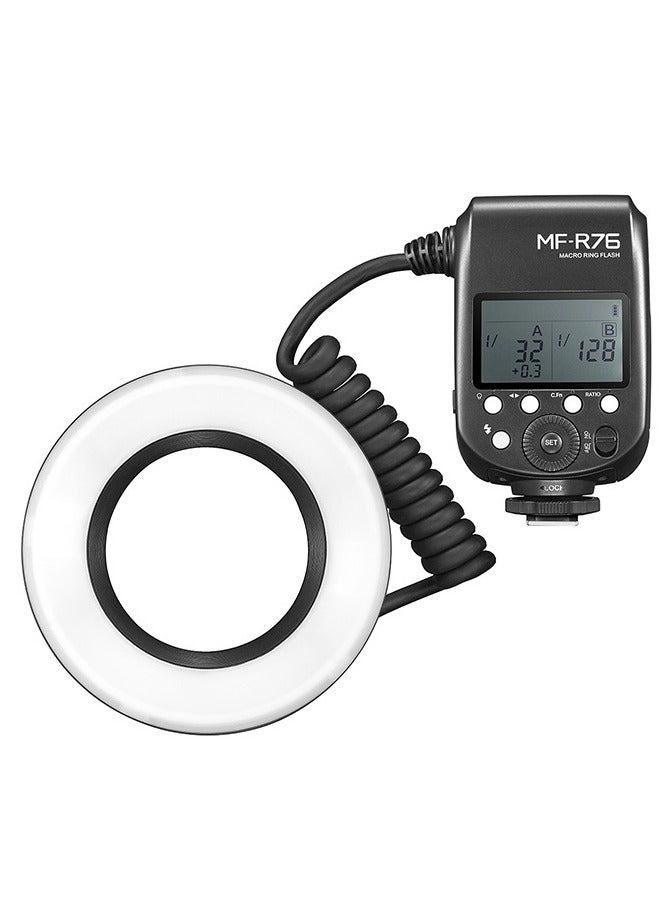 Godox MF-R76 Universal Macro Ring Flash Light GN14 10 Levels Adjustable Brightness with 8pcs Adapter Ring Large Capacity Battery Replacement for Canon Nikon Sony Fuji Olympus Panasonic Pentax DSLR Camera  - Image 5