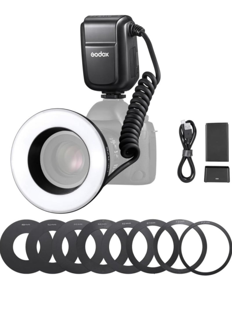 Godox MF-R76 Universal Macro Ring Flash Light GN14 10 Levels Adjustable Brightness with 8pcs Adapter Ring Large Capacity Battery Replacement for Canon Nikon Sony Fuji Olympus Panasonic Pentax DSLR Camera  - Image 1