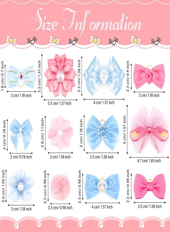 Jexine 100 Pcs/ 50 Pairs Dog Hair Bows with Rubber Bands Puppy Hair Bows Grooming Accessories Multicolor Small Pet Handmade Bowknot for Puppy Pet Girl Female Accessories - Image 2