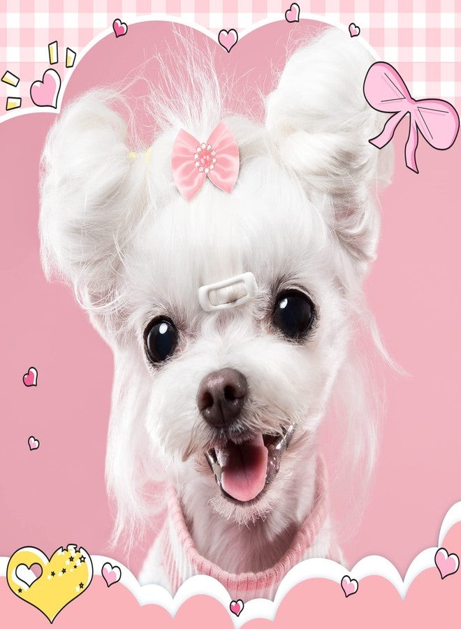 Jexine 100 Pcs/ 50 Pairs Dog Hair Bows with Rubber Bands Puppy Hair Bows Grooming Accessories Multicolor Small Pet Handmade Bowknot for Puppy Pet Girl Female Accessories - Image 5