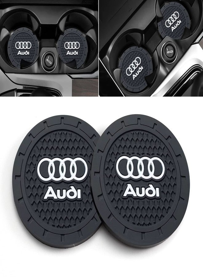 TACOMA Car Cup Holder Coaster for Audi Recessed Silicone Cupholder Coaster Interior Accessories 2.75in 2Pieces Black - Image 1