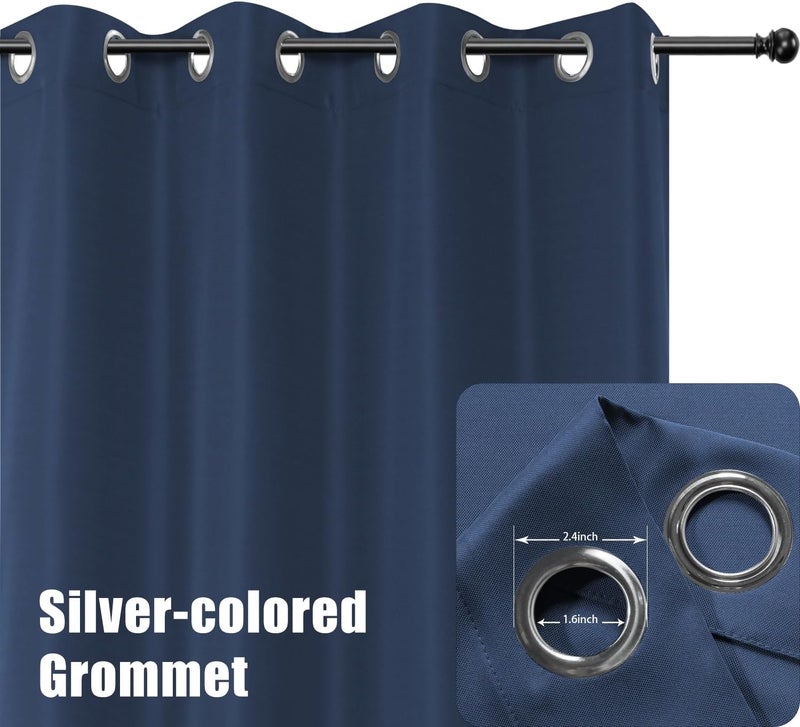 BONZER Outdoor Curtains for Patio Waterproof Thick Privacy Wide Grommet Light Filtering Outside Curtains for Porch Pergola Gazebo Deck, 1 Panel, 110W x 95L inch, Navy - Image 2