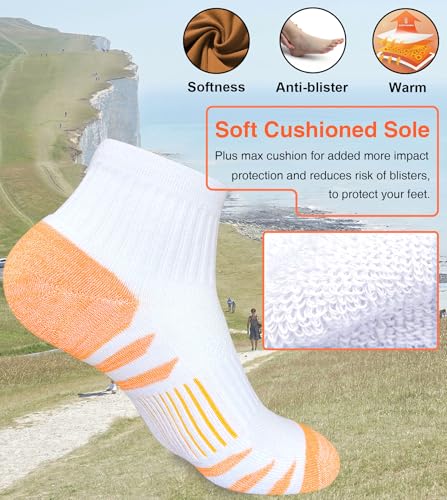 Heyoboy Womens Ankle Anti-blister Thick Cushioned Cotton Wicking Hiking Athletic Running Socks 5 Pairs - Image 2