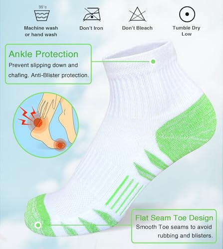 Heyoboy Womens Ankle Anti-blister Thick Cushioned Cotton Wicking Hiking Athletic Running Socks 5 Pairs - Image 3