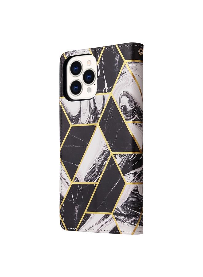 Zaboon Case For iPhone 13 Pro Marble Bronzing Stitching Horizontal Flip PU Leather Case with Holder & Card Slots & Wallet & Photo Frame - Image 3