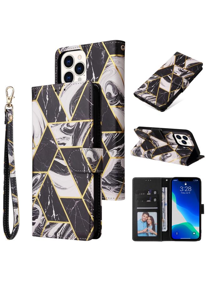 Zaboon Case For iPhone 13 Pro Marble Bronzing Stitching Horizontal Flip PU Leather Case with Holder & Card Slots & Wallet & Photo Frame - Image 1