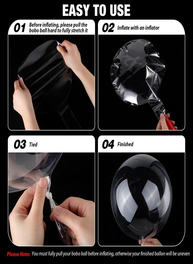 Zubebe 100 Pcs Clear Bobo Balloons for Stuffing, 12 Inch, 18 Inch, 20 Inch, 24 Inch Bubble Party Decorations Transparent Bubble Bobo Balloons for Wedding Birthday Party Decorations - Image 3