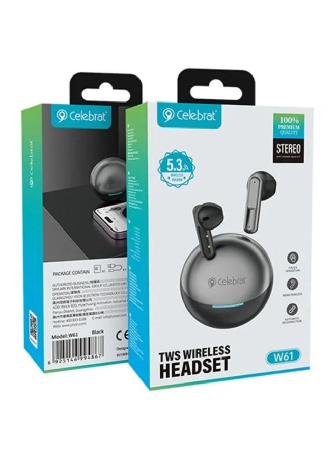 Celebrat W61 Bluetooth-compatible 5.3 Semi-In-Ear Bluetooth-compatible Headphone Stereo Sound Wireless Earphones - Image 3