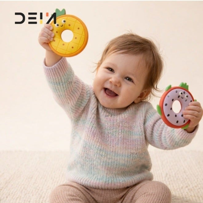 DEIN 3-Piece Tropical Fruit Baby Teether Set – 100% Food-Grade Silicone Teething Toys – CE Certified & BPA-Free – Pineapple, Watermelon & Dragon Fruit Shapes for Infants & Toddlers Up to 18 Months - Image 4