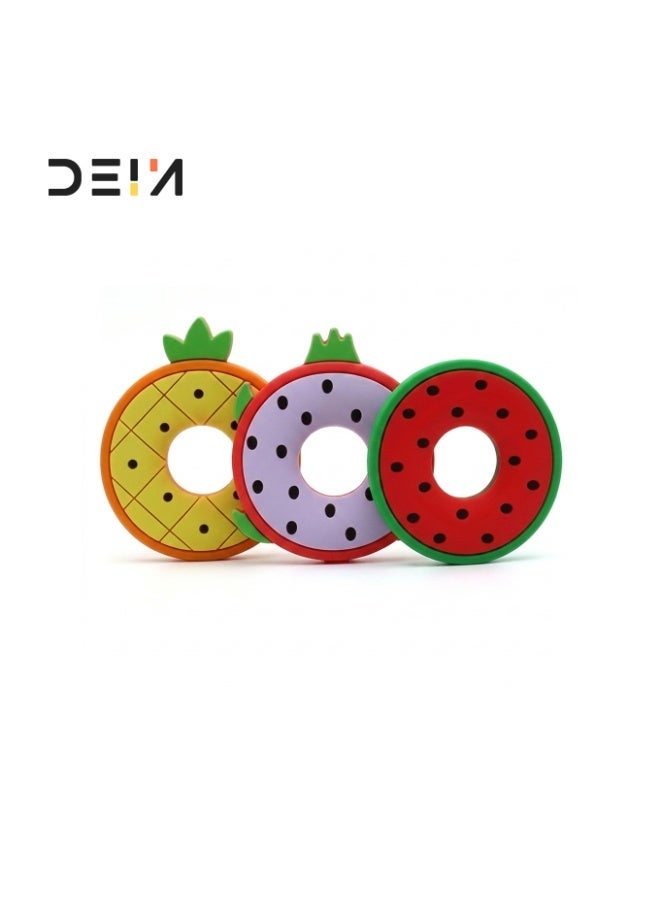 DEIN 3-Piece Tropical Fruit Baby Teether Set – 100% Food-Grade Silicone Teething Toys – CE Certified & BPA-Free – Pineapple, Watermelon & Dragon Fruit Shapes for Infants & Toddlers Up to 18 Months - Image 1
