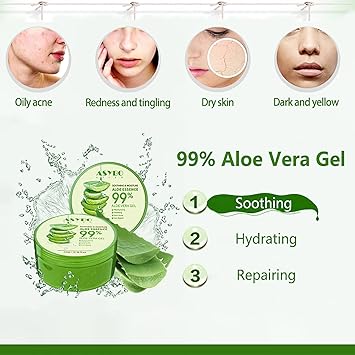ASYBO 300 ML Aloe Vera Gel 99 Organic Pure Aloe Vera Hydrating Moisturizer Natural Aloe Cream for Dry Skin Sunburn Acne - Image 4