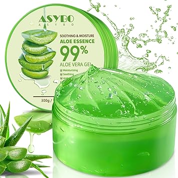 ASYBO 300 ML Aloe Vera Gel 99 Organic Pure Aloe Vera Hydrating Moisturizer Natural Aloe Cream for Dry Skin Sunburn Acne - Image 1