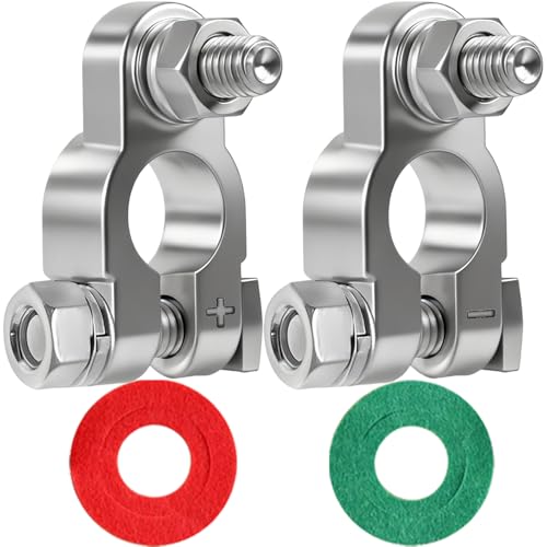 DLronwey Battery Terminal ConnectorsMilitary Spec Positive Negative Heavy Duty Battery Terminals with 2 Anti Corrosion Washers for CarsTrucksMarine and More - Image 1