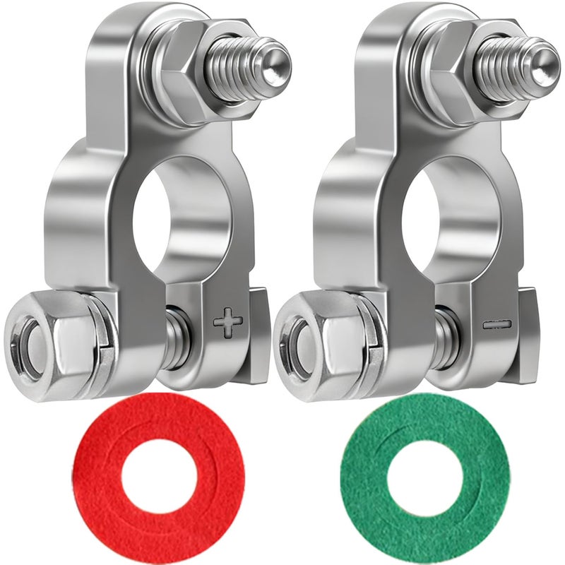DLronwey Battery Terminal ConnectorsMilitary Spec Positive Negative Heavy Duty Battery Terminals with 2 Anti Corrosion Washers for CarsTrucksMarine and More - Image 3