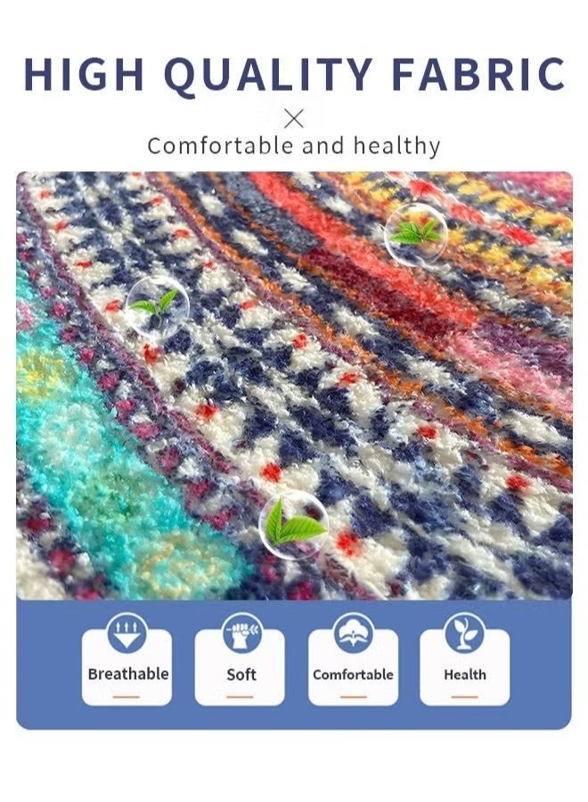 EETU Half Round Door Mat,Semi Circle Bathroom Floor Rug,Non-Slip Welcome Entrance Rug,Absorbent Bath Mat Doormat Indoor Rug,Bohemia Ethnic Style Pattern,50x75cm Multicolor - Image 3