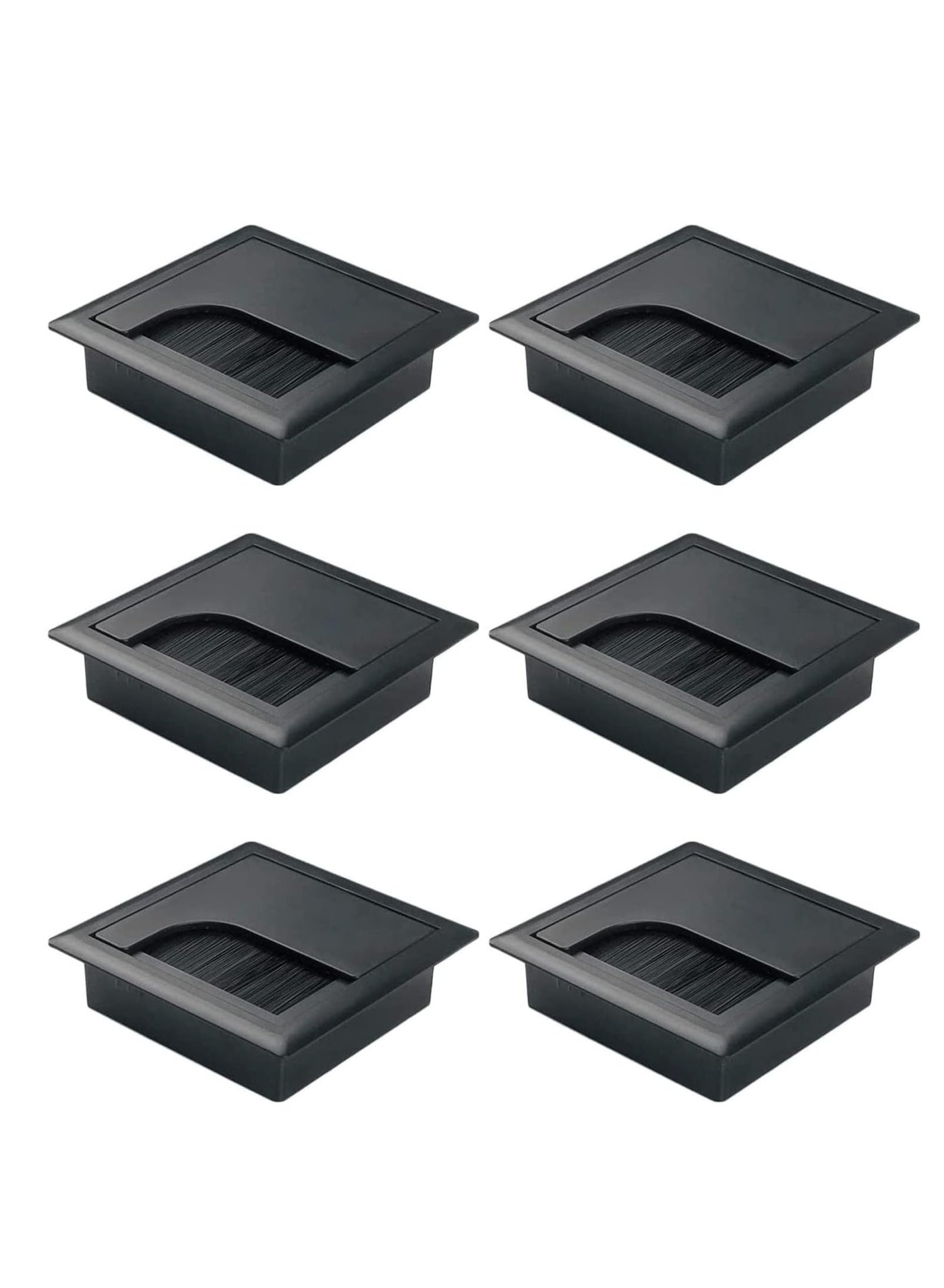 Sylqvxh Desk Cable Hole Cover, 6 PCS Square Cable Hole Cover ABS Desk Grommet, Desk Cable Cord Cover with Brush, Wire Organizer, Desk Cord Grommets Wire Cable Hole Cover for Office