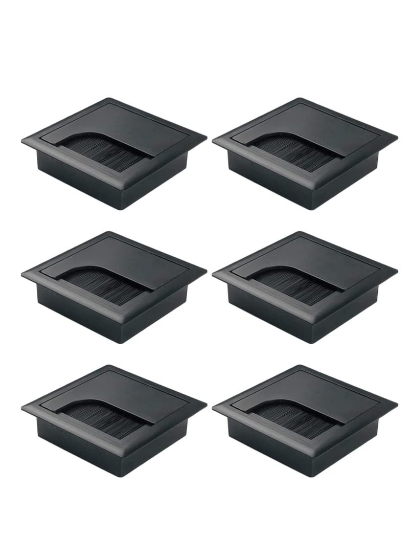 Sylqvxh Desk Cable Hole Cover, 6 PCS Square Cable Hole Cover ABS Desk Grommet, Desk Cable Cord Cover with Brush, Wire Organizer, Desk Cord Grommets Wire Cable Hole Cover for Office - Image 1