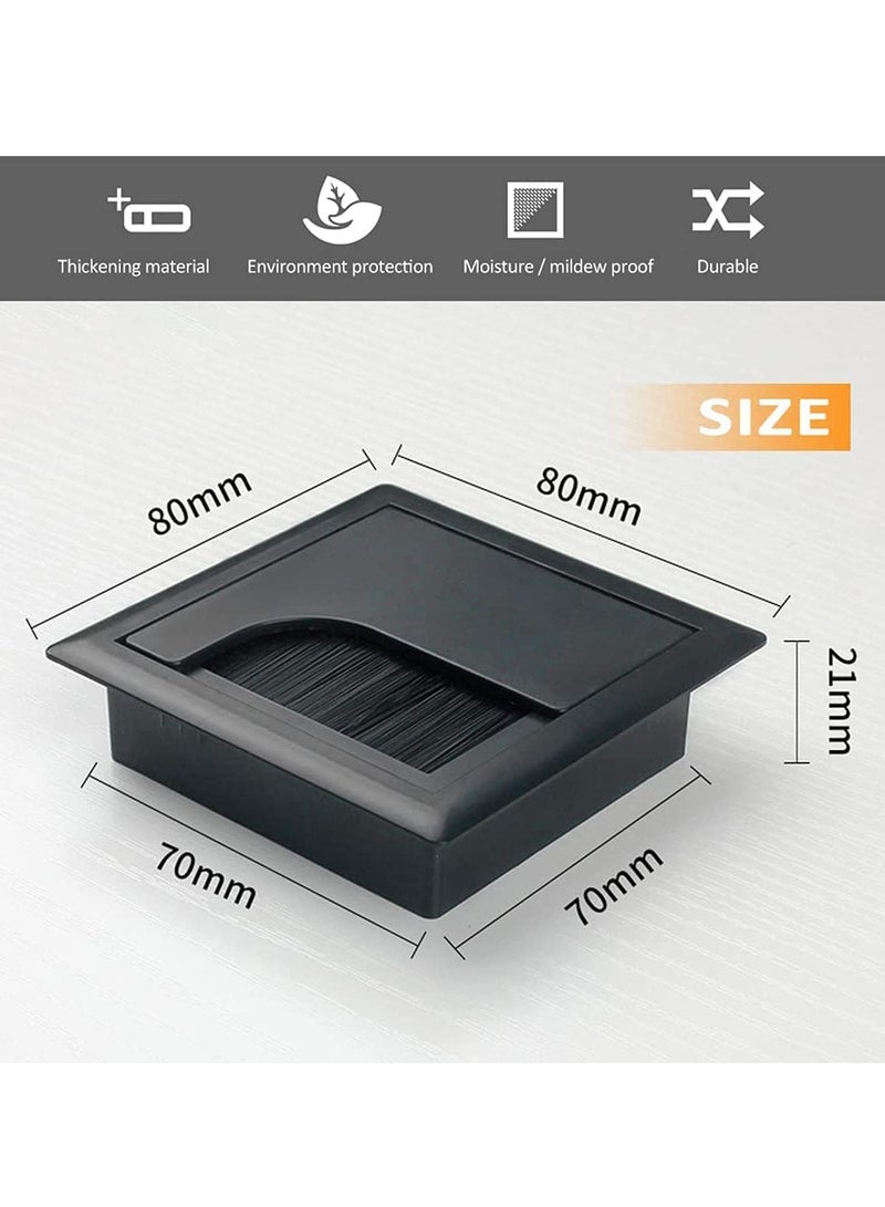 Sylqvxh Desk Cable Hole Cover, 6 PCS Square Cable Hole Cover ABS Desk Grommet, Desk Cable Cord Cover with Brush, Wire Organizer, Desk Cord Grommets Wire Cable Hole Cover for Office - Image 2