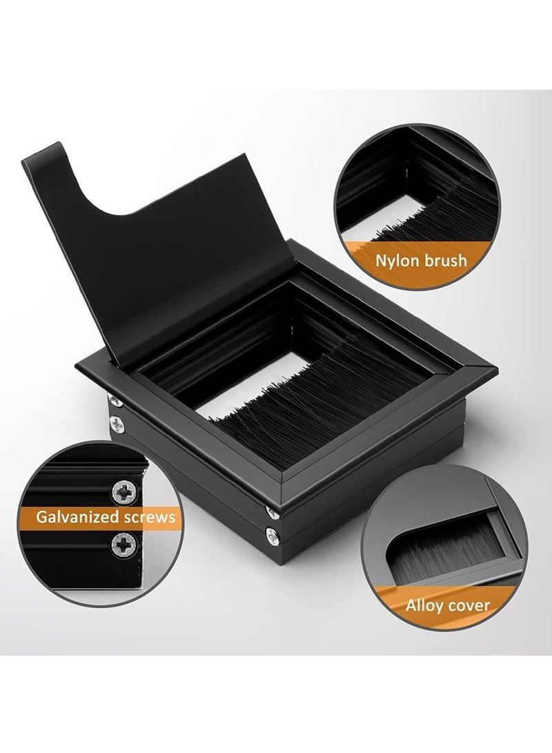 Sylqvxh Desk Cable Hole Cover, 6 PCS Square Cable Hole Cover ABS Desk Grommet, Desk Cable Cord Cover with Brush, Wire Organizer, Desk Cord Grommets Wire Cable Hole Cover for Office - Image 3