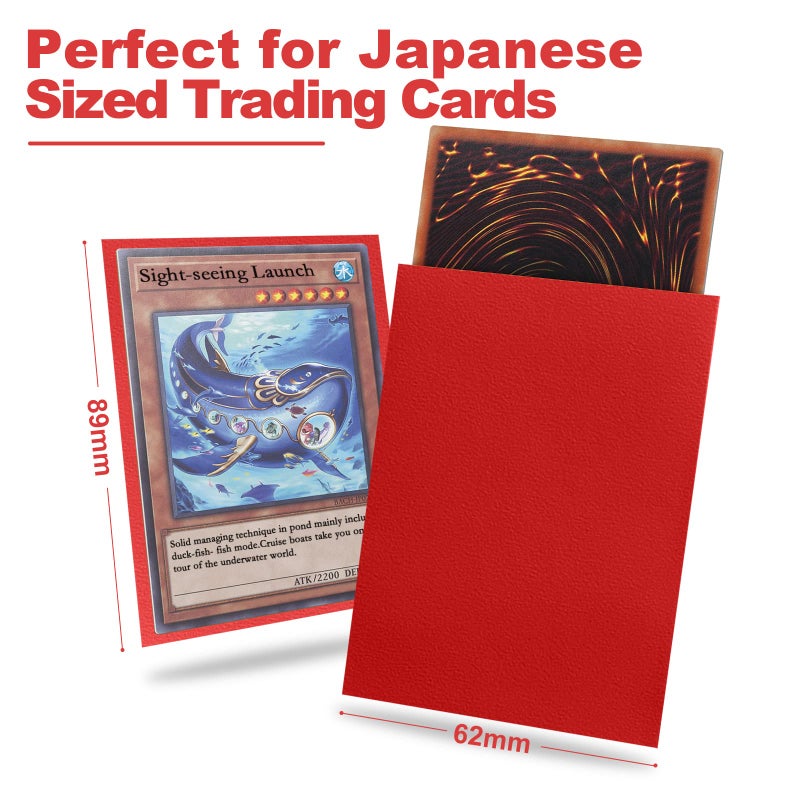 Fabmaker Ruby Yu-gi-oh Card Sleeve 200 Pack, Japanese Small Card Sleeves Photocard Sleeves Yu-gi-oh Sleeves, Back textured Perfect Shuffling, Protect Your Japanese Sized Trading Cards Kpop Photocard Never Tear - Image 2