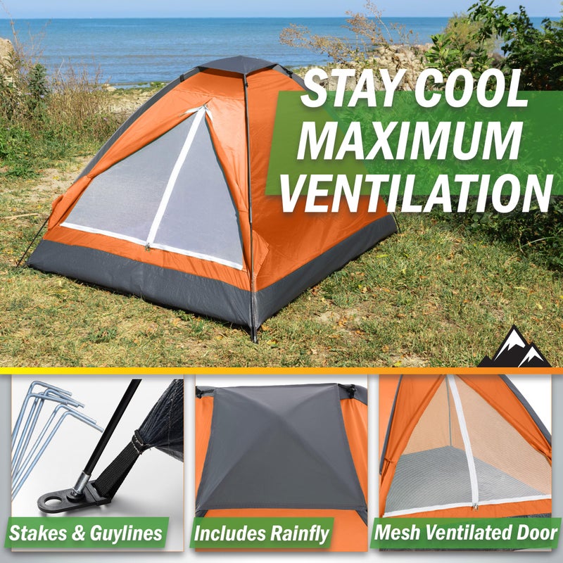 Wakeman 2 Person Camping Tent with Rain Fly and Carrying Bag â€“ Lightweight Outdoor Pop Up Tents for Camping Essentials, Music Festivals, Backpacking, Hiking, or Beach Shelter by Wakeman Outdoors - Image 4