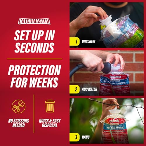 Catchmaster Pro Series Disposable Fly Bag 8-Pack, Hanging Fly Trap Outdoor Home, Bug Catcher and Flying Insect Trap with Premium Food Lure, Pest Control XL Bag for Backyard, Pool, Patio & Camping - Image 3