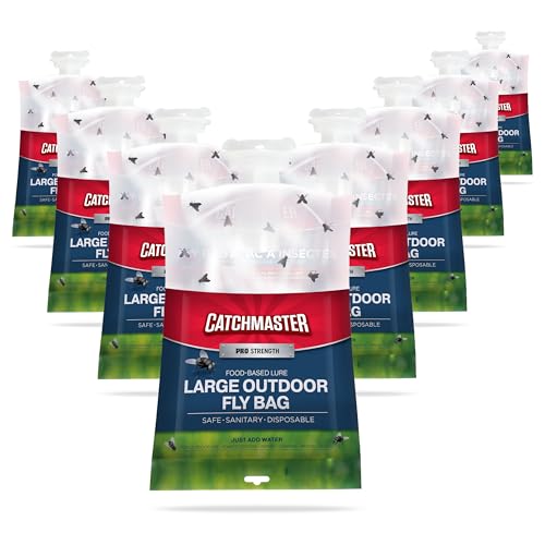 Catchmaster Pro Series Disposable Fly Bag 8-Pack, Hanging Fly Trap Outdoor Home, Bug Catcher and Flying Insect Trap with Premium Food Lure, Pest Control XL Bag for Backyard, Pool, Patio & Camping - Image 1