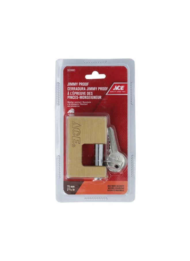 ACE Maximum Security Weather-Resistant Jimmy Proof Padlock with Key Brass 75mm AJ14036 