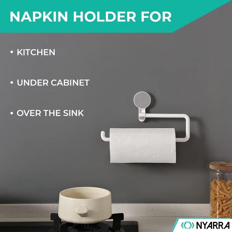Nyarra Kitchen Towel Holder, Magic Sticker Self Adhesive Multifunctional Paper Towel Holder, Napkin Holder for Kitchen, Under Cabinet, Over The Sink, Organizer Rack for Paper Towel Roll [NR-1334] - Image 4