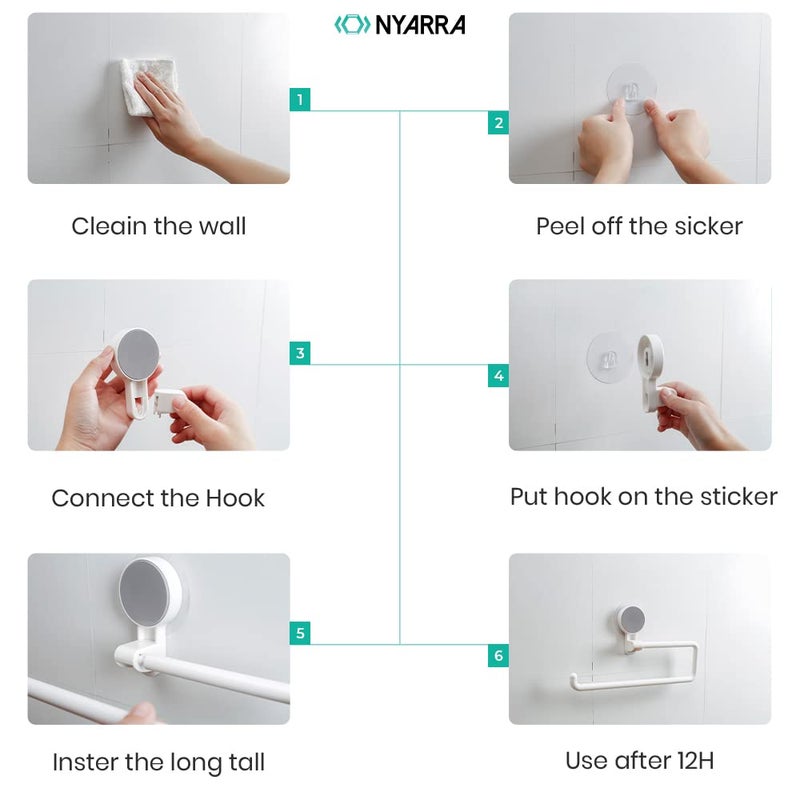 Nyarra Kitchen Towel Holder, Magic Sticker Self Adhesive Multifunctional Paper Towel Holder, Napkin Holder for Kitchen, Under Cabinet, Over The Sink, Organizer Rack for Paper Towel Roll [NR-1334] - Image 5