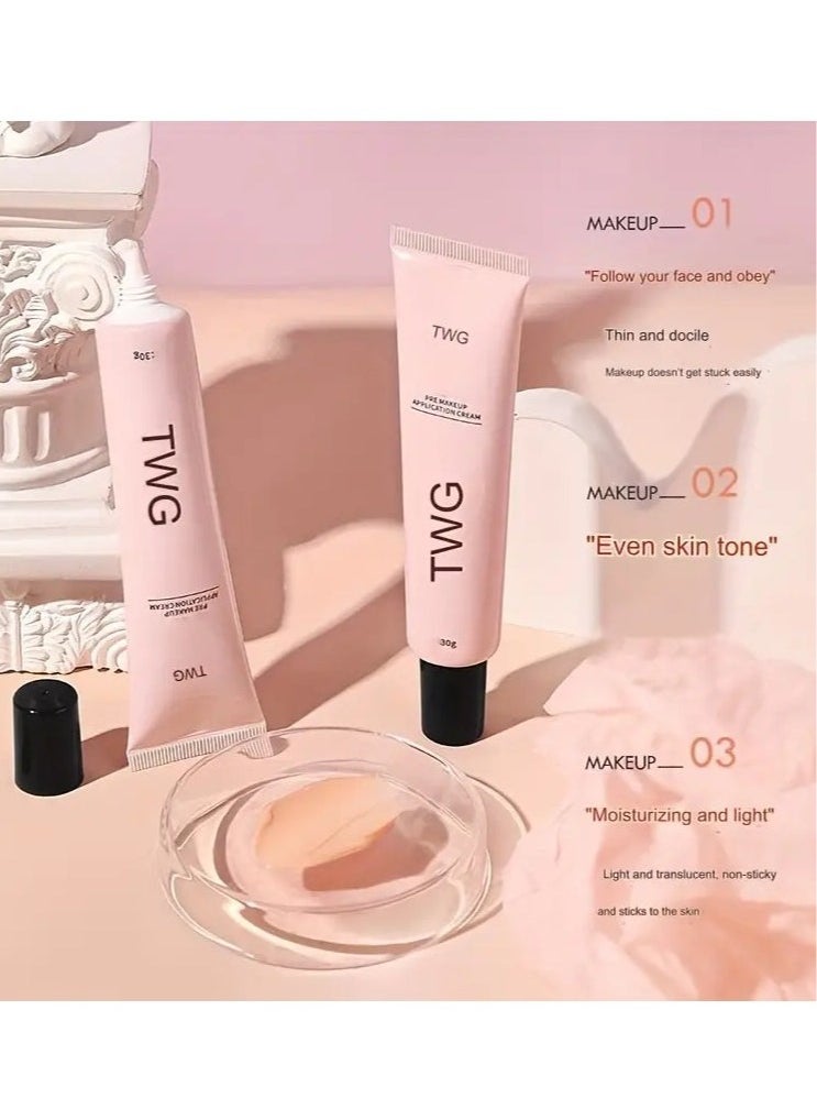TWG - TWG Pre-Makeup Amplification Cream, Natural Finish Foundation Primer, Even Skin Tone, Moisturizing, Non-Sticky, Long-Lasting Soft Matte, Full Coverage Concealer Cream - Brown Tone With Plant Squalane - Image 1