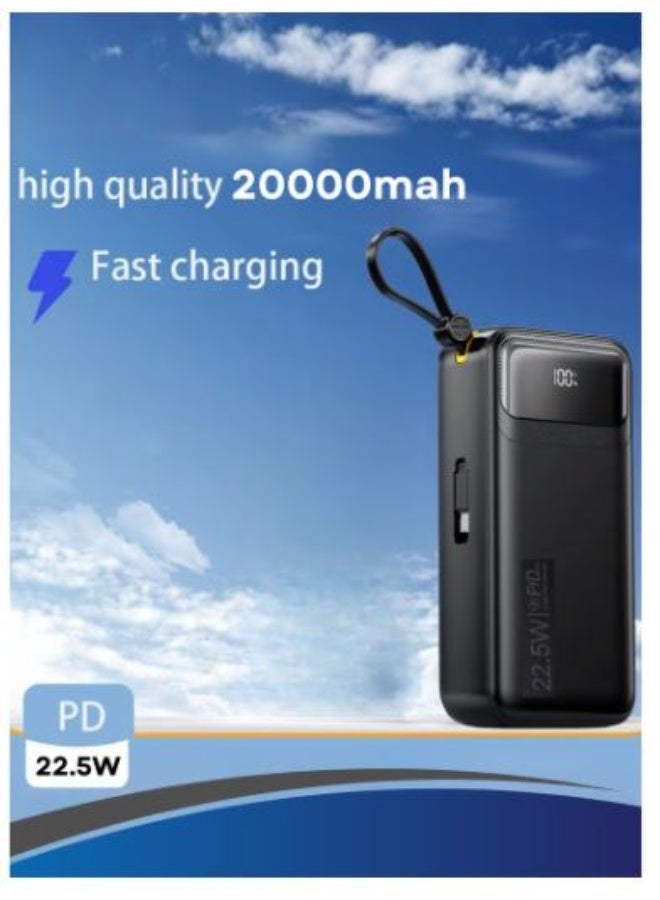 bataariat mutanaqilat bisaeat 20000 milali 'ambir mae shahn sarie biquat 22.5 wat - 4 manafidh USB wamunafadhan min alnawe C, shashat eard raqmiatin, muetamidat liliastikhdam fi altayarani, himayat min aljuhd alzaayid wadarajat alhararat alzaayidati, tatadaman kabilat min alnawe C w Lightning w USB - 'aswad - Image 3
