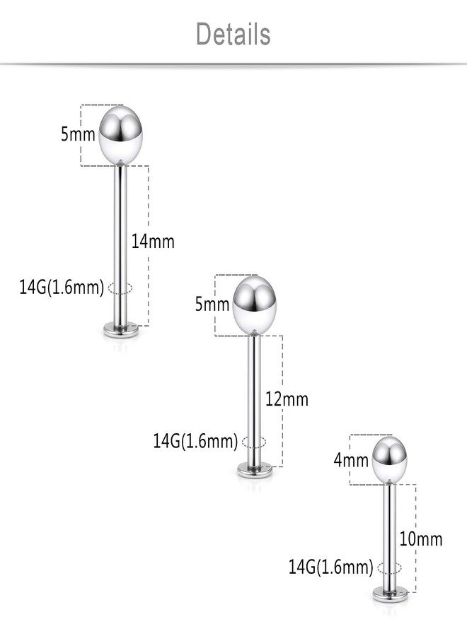 SCERRING مجموعة أقراط SCERRING مكونة من 18 قطعة، كرات من الفولاذ المقاوم للصدأ عيار 14 غرام، مناسبة لثقب الشفة، والخد، والغضروف، والحلزون، مقاسات من 10 إلى 14 ملم - ألوان متنوعة - Image 3
