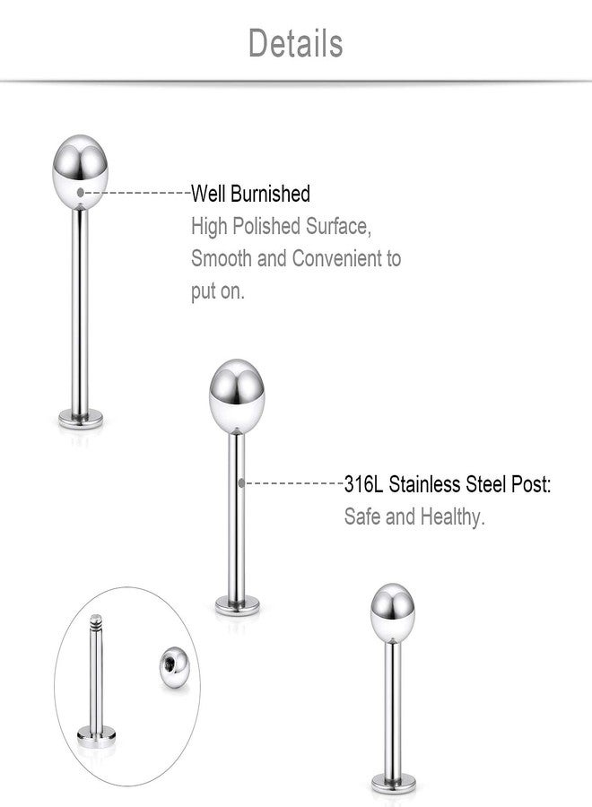 SCERRING مجموعة أقراط SCERRING مكونة من 18 قطعة، كرات من الفولاذ المقاوم للصدأ عيار 14 غرام، مناسبة لثقب الشفة، والخد، والغضروف، والحلزون، مقاسات من 10 إلى 14 ملم - ألوان متنوعة - Image 2